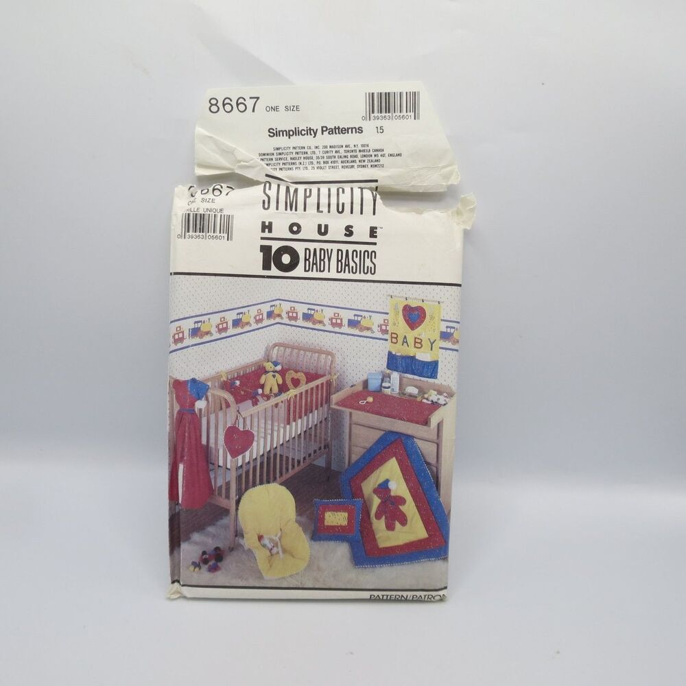 Simplicity 8667 Baby Nursery Decor Set One Size 1988 Vintage